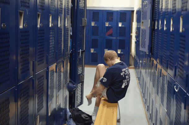 Sophomore Beau Johnsrud prepares for wrestling practice. Johnsrud started wrestling in elementary school. 