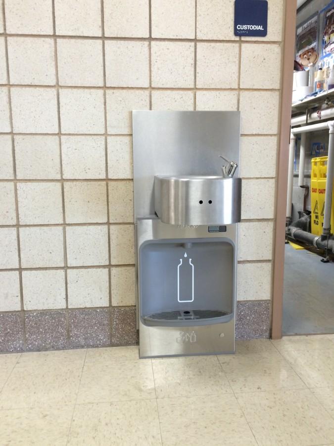 The new drinking fountain attachment will make it much easier to fill up water bottles.