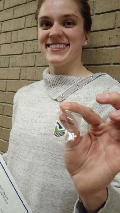 Along with a certificate, Lindsey Horejsi (12) received a city of Albert Lea pin