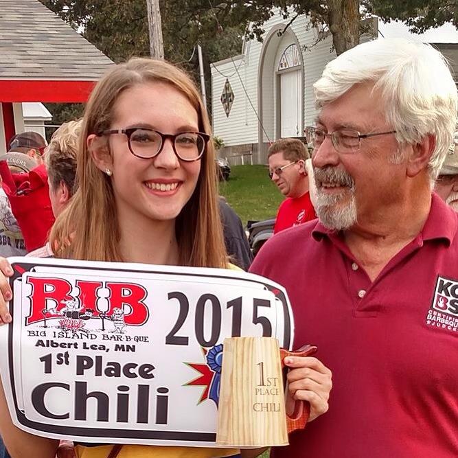 Hagen poses for a photo with one of the judges of the contest after hearing she won. It was Hagen’s first win.“When I won first my dad had to call me on my way to work and I cried because I was so happy.” Hagen said. Photo Submitted