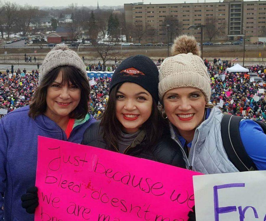 Freshman Carley Talamantes with her family who marched beside her on Jan. 21. “It gives you this sense that you can get through it,” Talamantes said. Photo Submitted