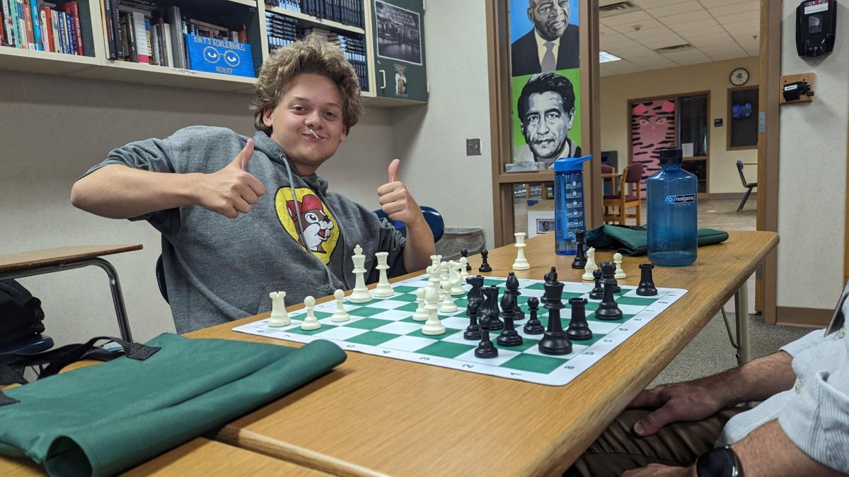 Noah Anderson enjoying a good game of chess