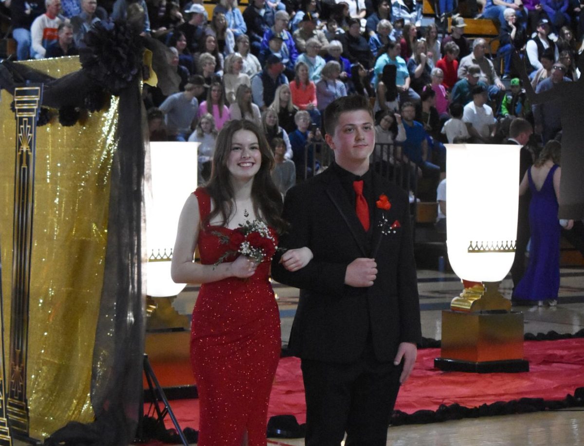Gaby Tufte (11) and Gage Rodriguez (10) walking in the Promenade together on April 26.