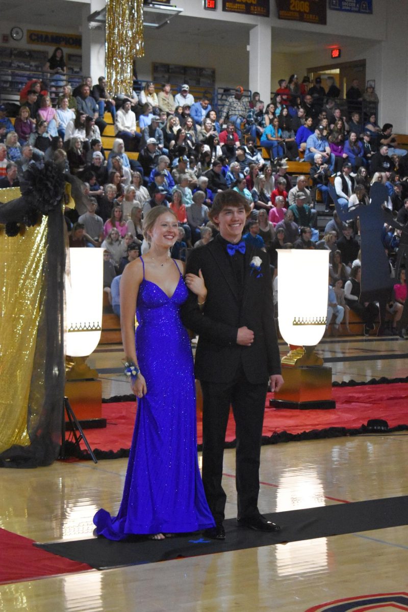 Keira Erickson (11) and Easton Schewe (11) walking in the Promenade together on April 26.