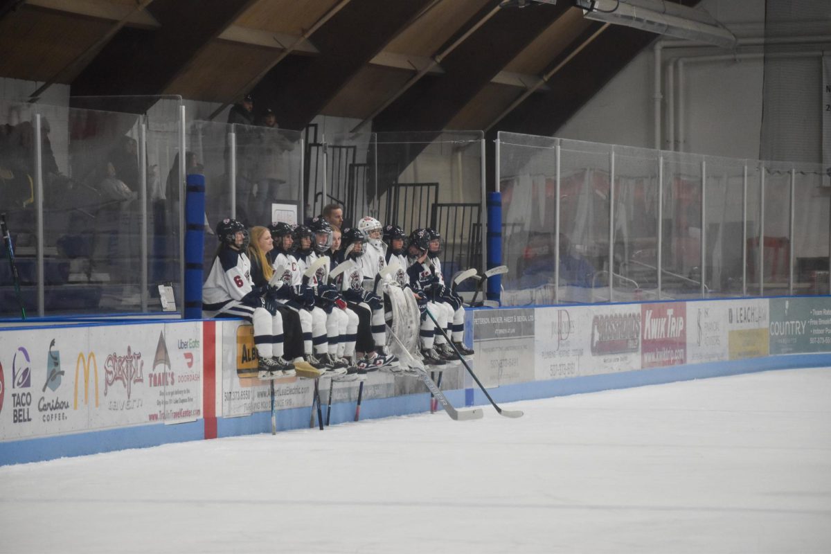 The Girls Hockey team posing for a photo at their game on January 27th.