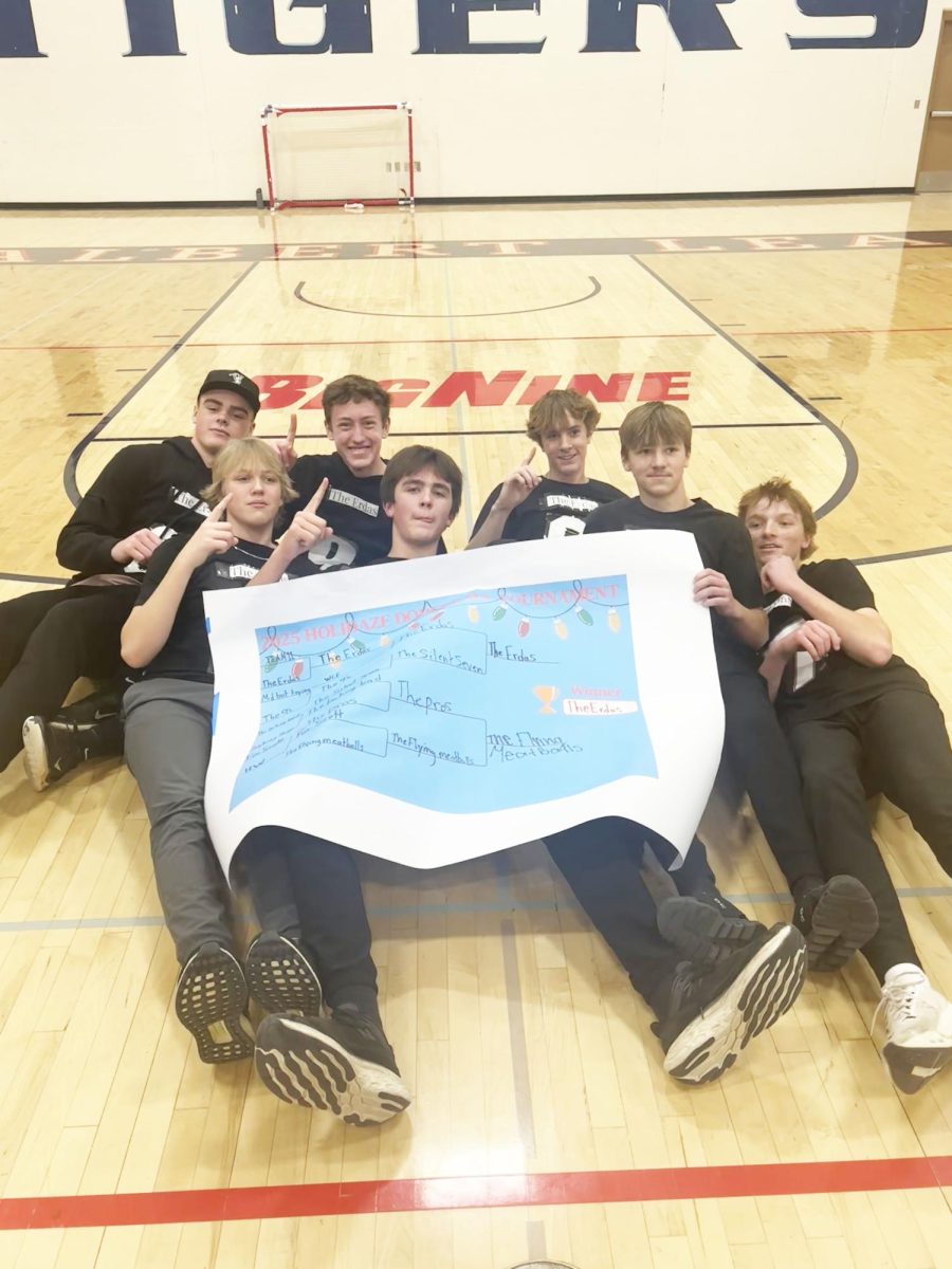 The Holidaze dodgeball team winners were Juniors Graham Goskeson, Drake Sternhagen, Caden Hanke, Aiden Jensen, Aiden Boss, Hunter Johnson, and Preston Smith. The dodgeball game was held on Dec.19 during the afternoon on Field Day. 